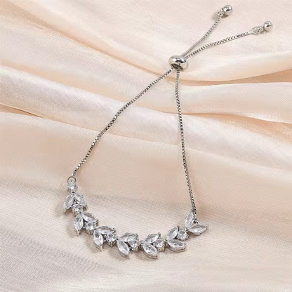 Bracciale Argento con Cristallo a Forma di Foglia